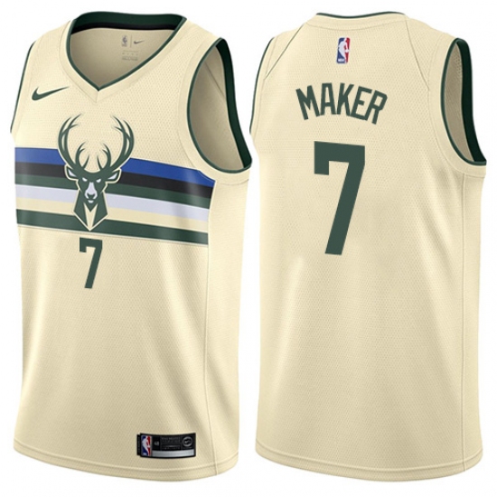 Men's Nike Milwaukee Bucks #7 Thon Maker Authentic Cream NBA Jersey - City Edition - Ujersey
