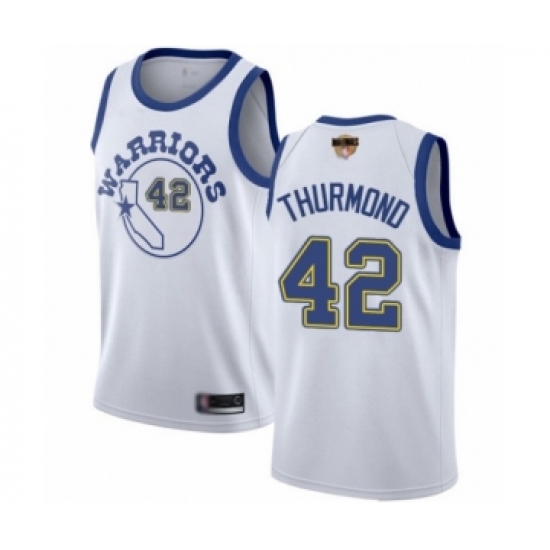 Women's Golden State Warriors #42 Nate Thurmond Swingman White Hardwood Classics 2019 Basketball Finals Bound Basketball Jersey - Ujersey