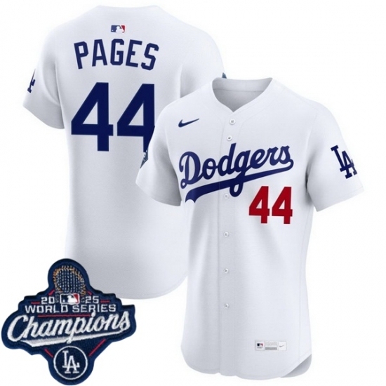 Men's Los Angeles Dodgers 44 Andy Pages Cool Base 2025 World Champions Stitched Baseball Jersey White - Ujersey