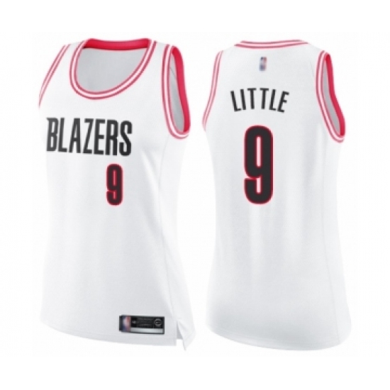 Women's Portland Trail Blazers #9 Nassir Little Swingman White Pink Fashion Basketball Jersey - Ujersey