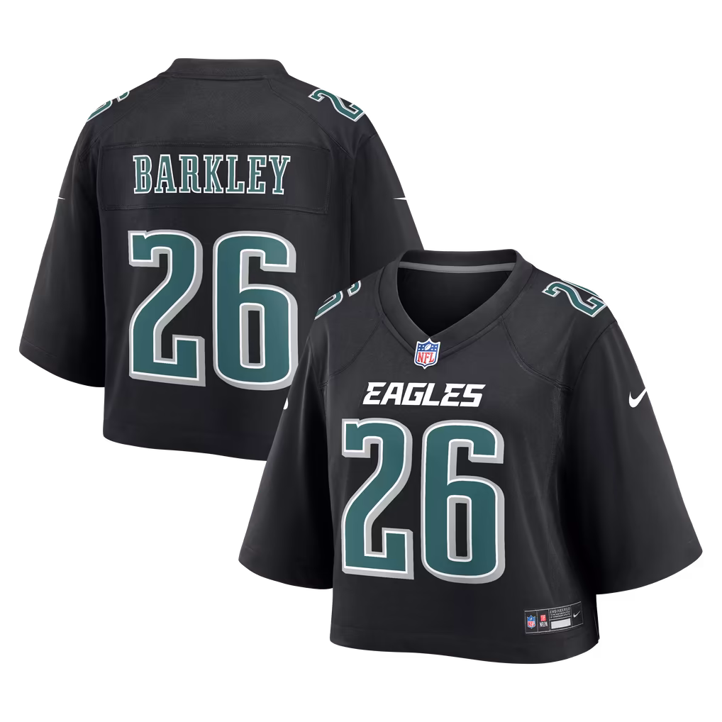 Women's Philadelphia Eagles Saquon Barkley Nike Black Cropped Fashion Game Jersey - Ujersey
