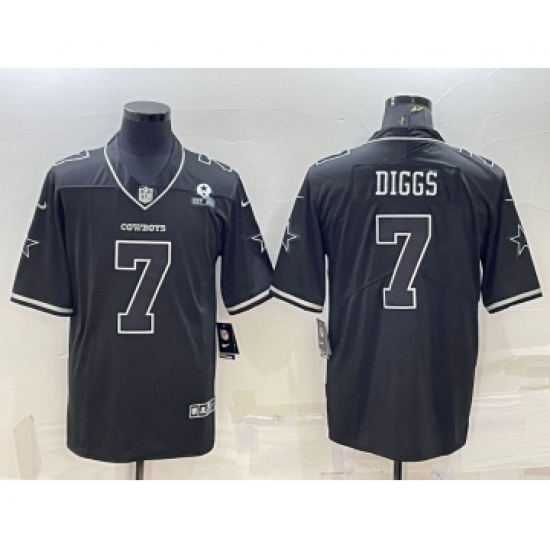 Men's Dallas Cowboys #7 Trevon Diggs Black With 1960 Patch Limited Stitched Football Jersey - Ujersey