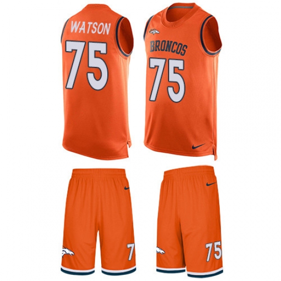 Men's Nike Denver Broncos #75 Menelik Watson Limited Orange Tank Top Suit NFL Jersey - Ujersey