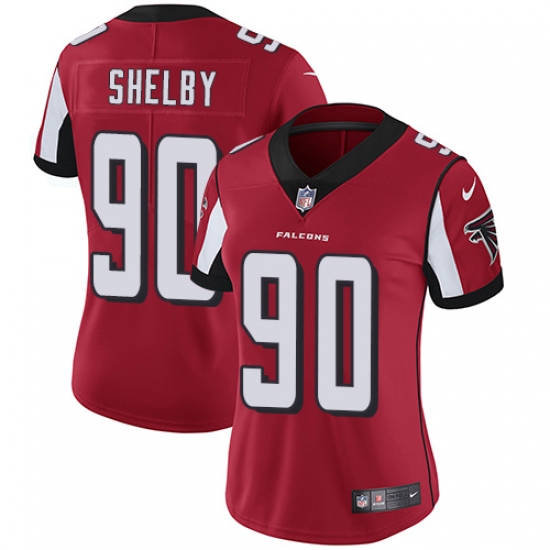 Women's Nike Atlanta Falcons #90 Derrick Shelby Red Team Color Vapor Untouchable Limited Player NFL Jersey - Ujersey
