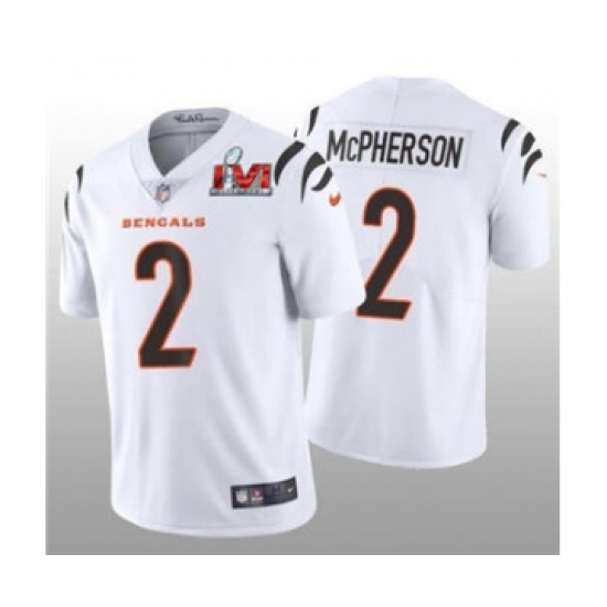 Men's Cincinnati Bengals #2 Evan McPherson 2022 White Super Bowl LVI Vapor Limited Stitched Jersey - Ujersey