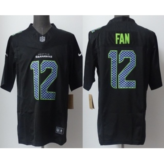 Men's Seattle Seahawks #12 Fan Limited Black Fashion FUSE Vapor Jersey - Ujersey