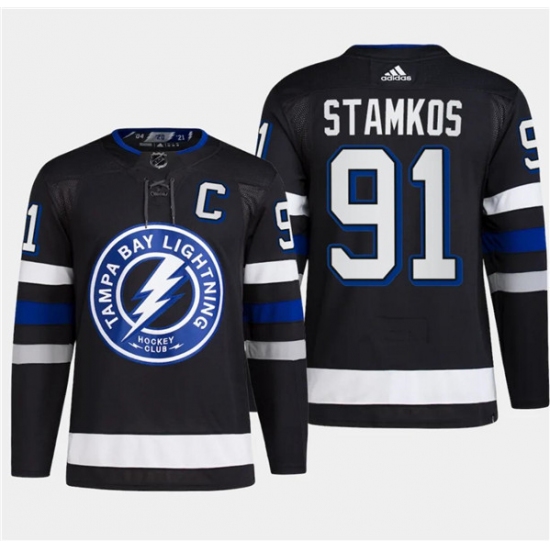 Men's Tampa Bay Lightning #91 Steven Stamkos Black 2024 Stadium Series Stitched Jersey - Ujersey