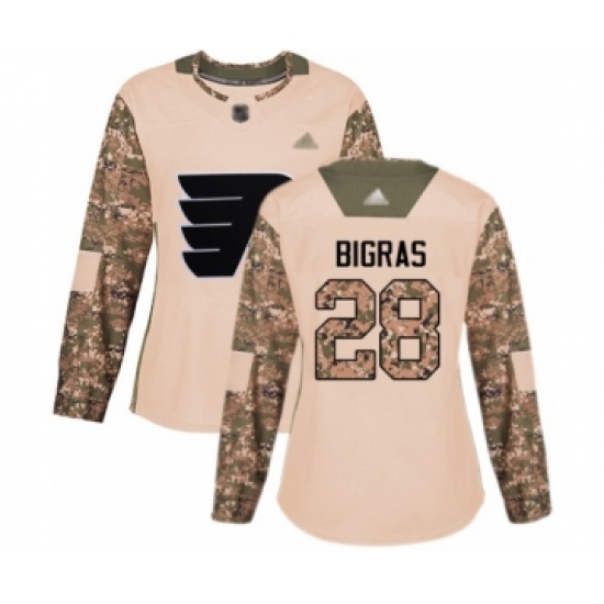 Women's Philadelphia Flyers #28 Chris Bigras Authentic Camo Veterans Day Practice Hockey Jersey - Ujersey