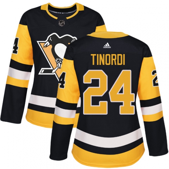 Women's Adidas Pittsburgh Penguins #24 Jarred Tinordi Authentic Black Home NHL Jersey - Ujersey
