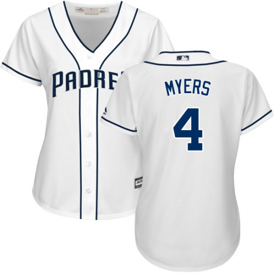 Women's Majestic San Diego Padres #4 Wil Myers Authentic White Home Cool Base MLB Jersey - Ujersey
