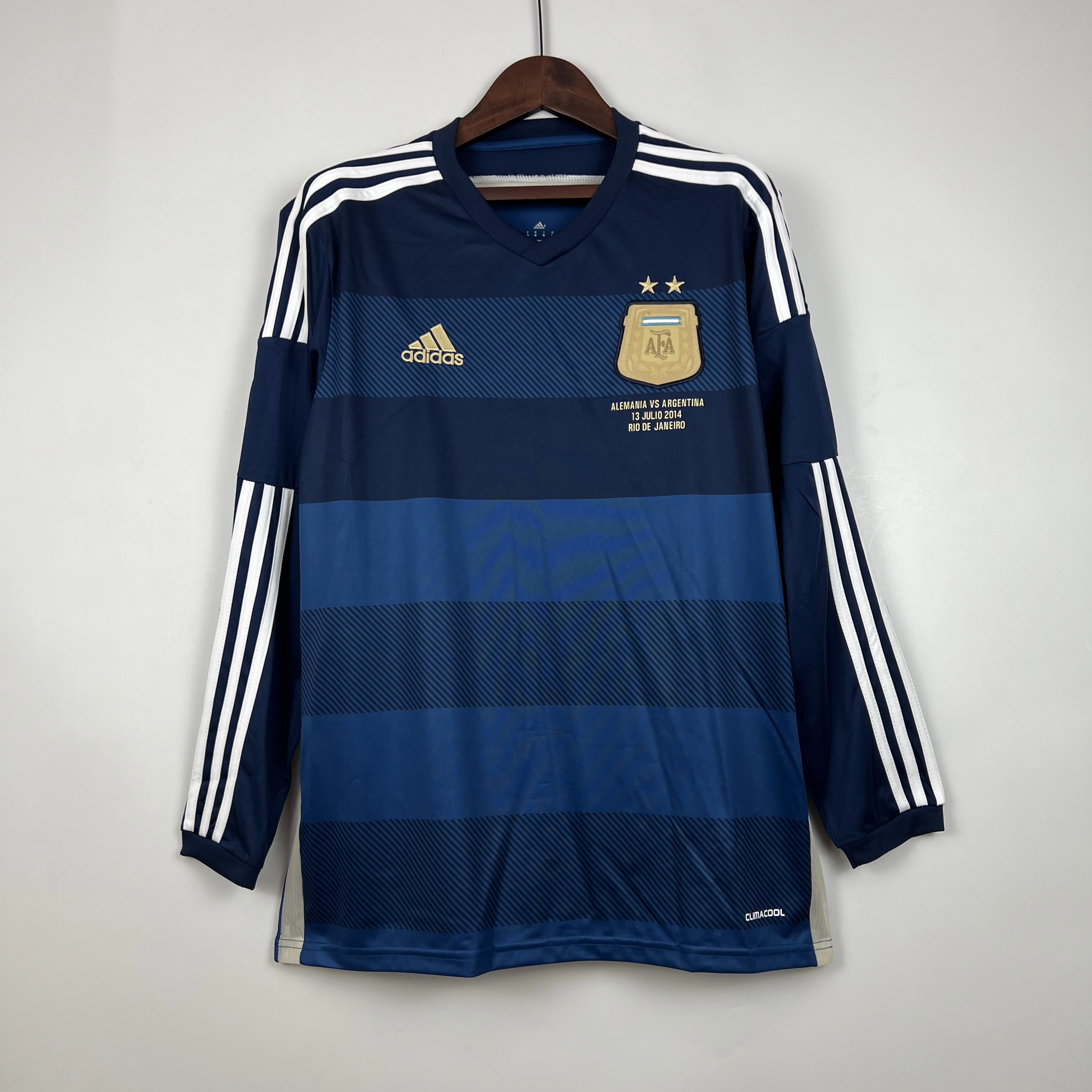 Argentina Retro Jersey Custom Away Long Sleeve Football Jersey 2014 - ujerseystore