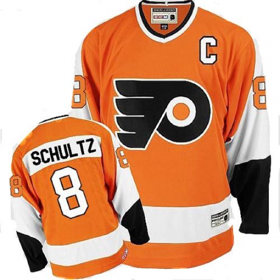 Men's CCM Philadelphia Flyers #8 Dave Schultz Premier Orange Throwback NHL Jersey - Ujersey