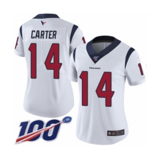 Women's Houston Texans #14 DeAndre Carter White Vapor Untouchable Limited Player 100th Season Football Jersey - Ujersey