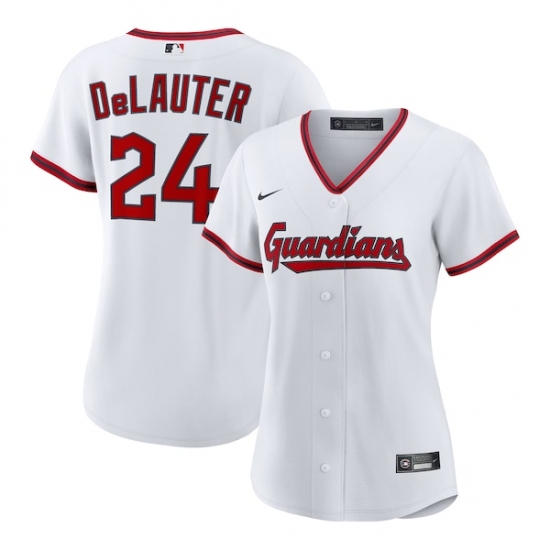 Women's Cleveland Guardians #24 Chase DeLauter Nike White Home Replica Jersey - Ujersey