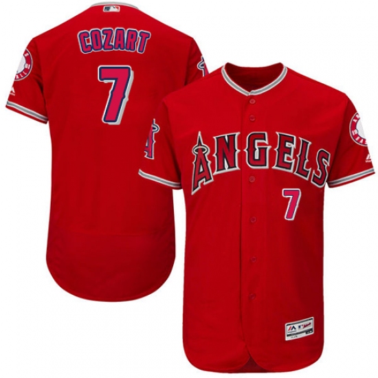 Men's Majestic Los Angeles Angels of Anaheim #7 Zack Cozart Red Alternate Flex Base Authentic Collection MLB Jersey - Ujersey