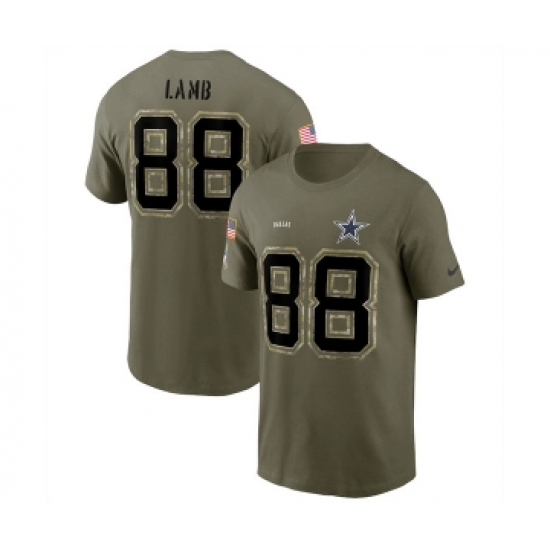 Men's Dallas Cowboys #88 CeeDee Lamb 2022 Olive Salute to Service T-Shirt - Ujersey
