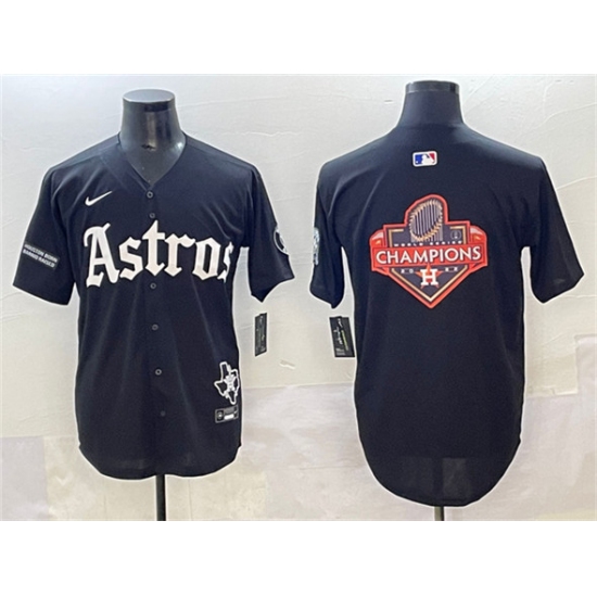 Men's Houston Astros Team Big Logo Black Gothic 'Houston Born Barrio Raised' Limited Stitched Baseball Jerseys - Ujersey