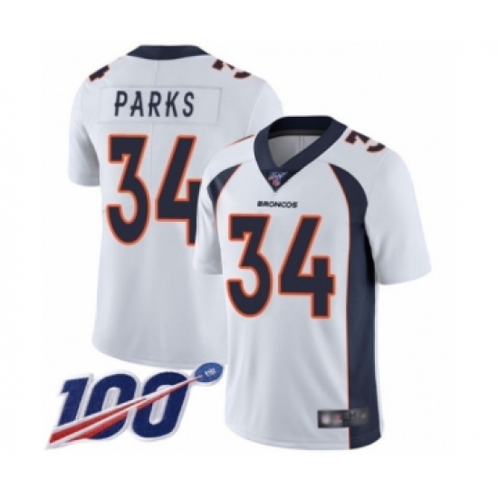 Men's Denver Broncos #34 Will Parks White Vapor Untouchable Limited Player 100th Season Football Jersey - Ujersey