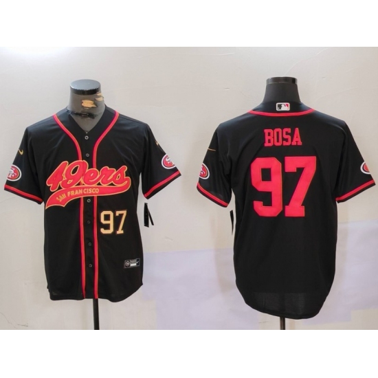 Men's San Francisco 49ers #97 Nick Bosa Black With Cool Base Stitched Baseball Jersey - Ujersey