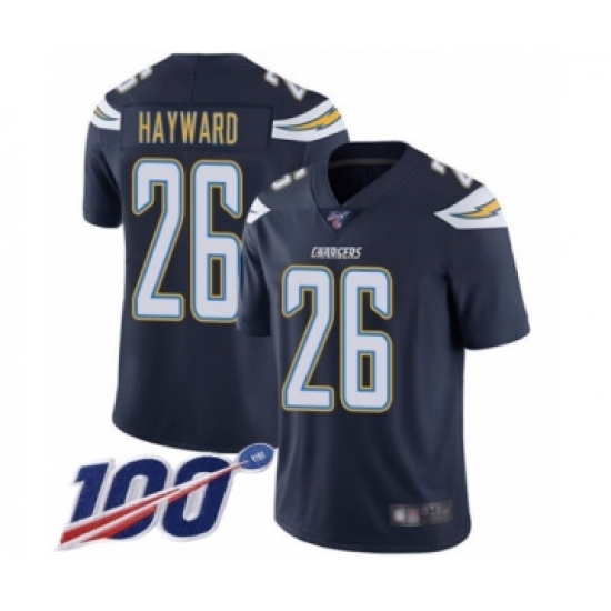 Men's Los Angeles Chargers #26 Casey Hayward Navy Blue Team Color Vapor Untouchable Limited Player 100th Season Football Jersey - Ujersey
