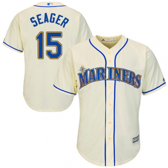 Youth Majestic Seattle Mariners #15 Kyle Seager Replica Cream Alternate Cool Base MLB Jersey - Ujersey