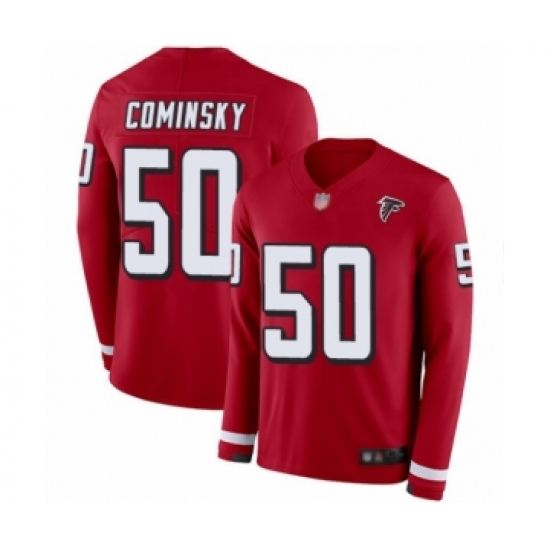 Men's Atlanta Falcons #50 John Cominsky Limited Red Therma Long Sleeve Football Jersey - Ujersey