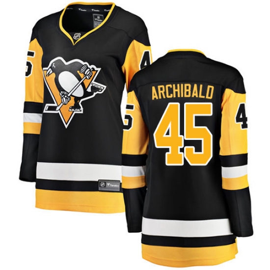 Women's Pittsburgh Penguins #45 Josh Archibald Fanatics Branded Black Home Breakaway NHL Jersey - Ujersey