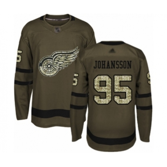 Men's Detroit Red Wings #95 Albert Johansson Authentic Green Salute to Service Hockey Jersey - Ujersey