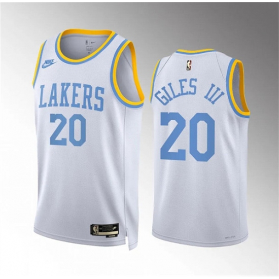 Men's Los Angeles Lakers #20 Harry Giles Iii White Classic Edition Stitched Basketball Jersey - Ujersey