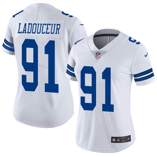 Women's Nike Dallas Cowboys #91 L. P. Ladouceur White Vapor Untouchable Limited Player NFL Jersey - Ujersey