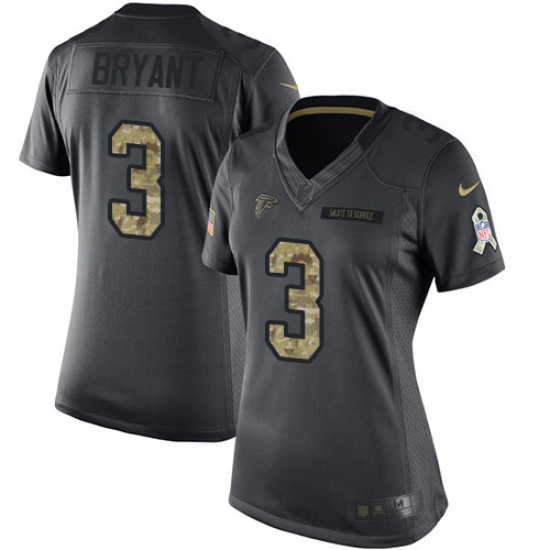 Women's Nike Atlanta Falcons #3 Matt Bryant Limited Black 2016 Salute to Service NFL Jersey - Ujersey