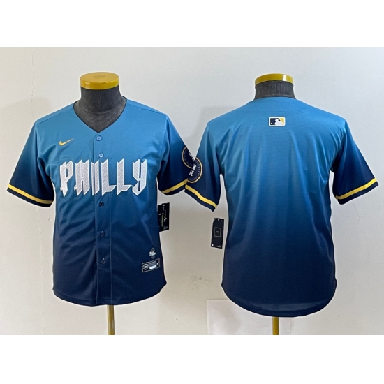 Youth Philadelphia Phillies Blank Blue 2024 City Cool Base Stitched Jersey - Ujersey