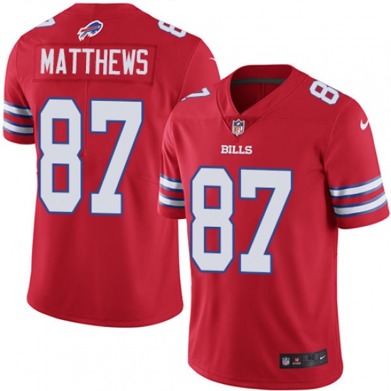 Men's Nike Buffalo Bills #87 Jordan Matthews Elite Red Rush Vapor Untouchable NFL Jersey - Ujersey