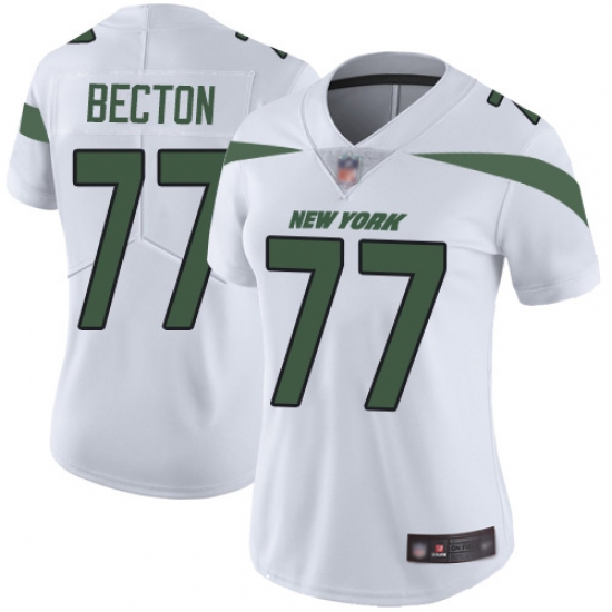 Women's New York Jets #77 Mekhi Becton White Stitched Vapor Untouchable Limited Jersey - Ujersey