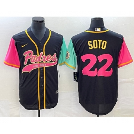 Men's San Diego Padres #22 Juan Soto Black NEW 2023 City Connect Cool Base Stitched Jersey 1 - Ujersey
