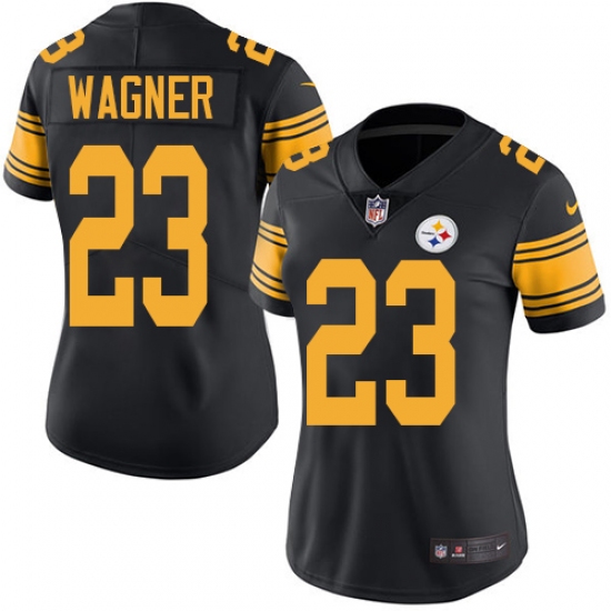 Women's Nike Pittsburgh Steelers #23 Mike Wagner Limited Black Rush Vapor Untouchable NFL Jersey - Ujersey