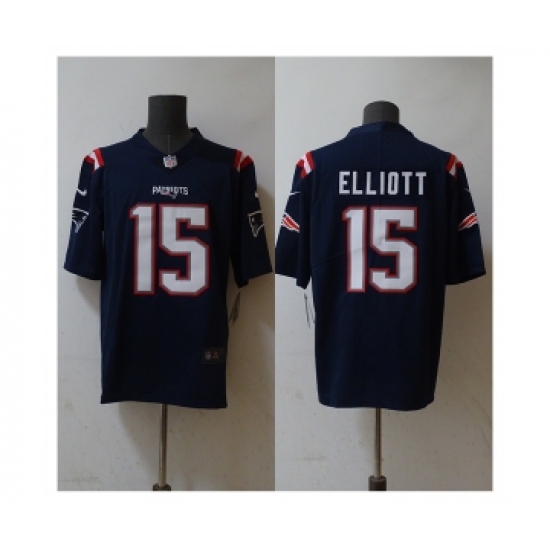 Men's Nike New England Patriots #15 Ezekiel Elliott Navy Stitched Limited Jersey - Ujersey