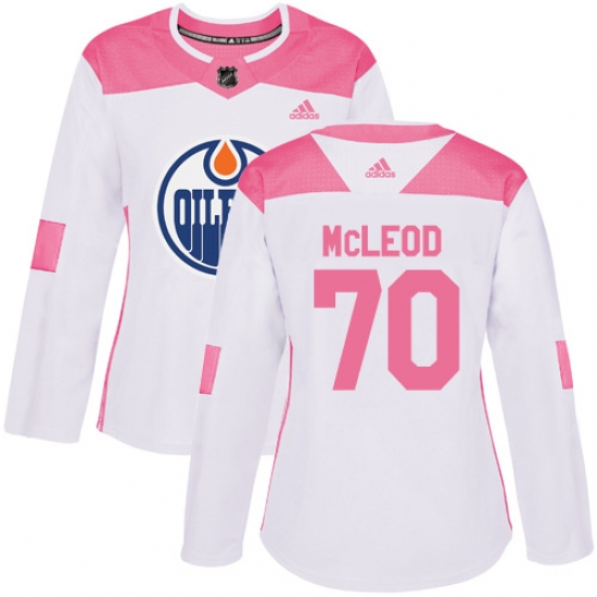 Women's Adidas Edmonton Oilers #70 Ryan McLeod Authentic White Pink Fashion NHL Jersey - Ujersey