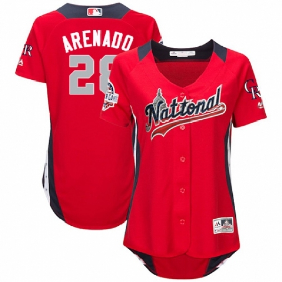 Women's Majestic Colorado Rockies #28 Nolan Arenado Game Red National League 2018 MLB All-Star MLB Jersey