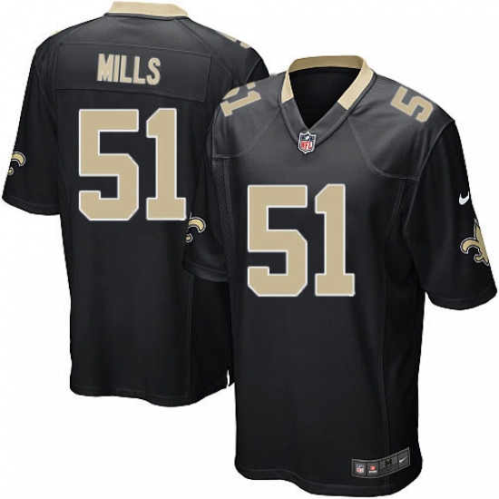 Men's Nike New Orleans Saints #51 Sam Mills Game Black Team Color NFL Jersey - Ujersey