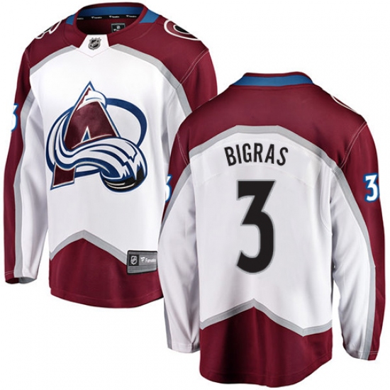 Youth Colorado Avalanche #3 Chris Bigras Fanatics Branded White Away Breakaway NHL Jersey