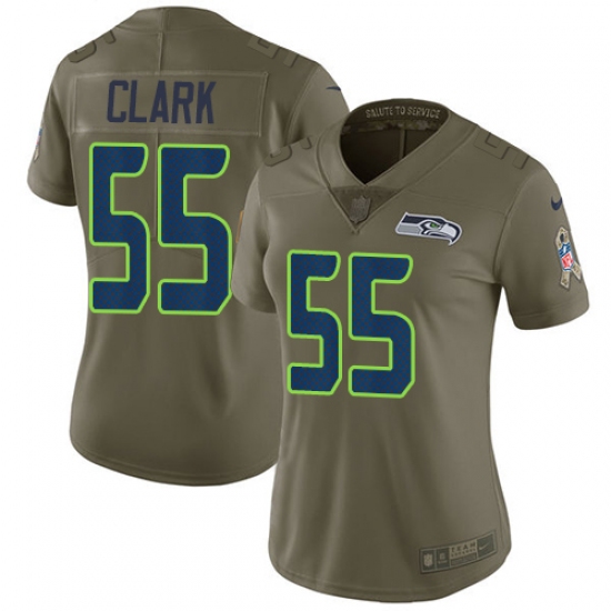 Women's Nike Seattle Seahawks #55 Frank Clark Limited Olive 2017 Salute to Service NFL Jersey - Ujersey