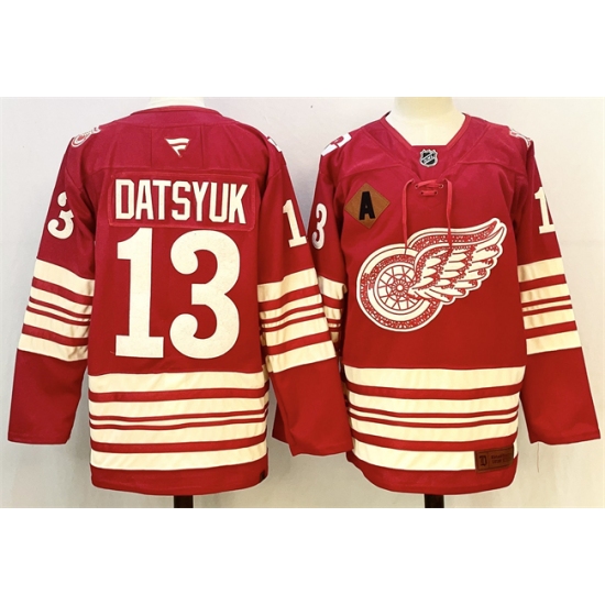Men's Detroit Red Wings #13 Pavel Datsyuk Red 2025-26 With A Centennial Premium Stitched Hockey Jersey - Ujersey