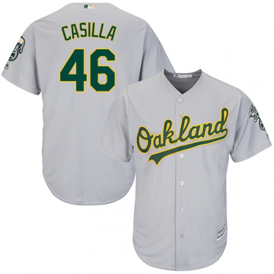 Youth Majestic Oakland Athletics #46 Santiago Casilla Replica Grey Road Cool Base MLB Jersey