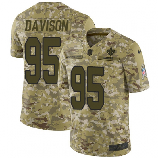 Men's Nike New Orleans Saints #95 Tyeler Davison Limited Camo 2018 Salute to Service NFL Jersey - Ujersey