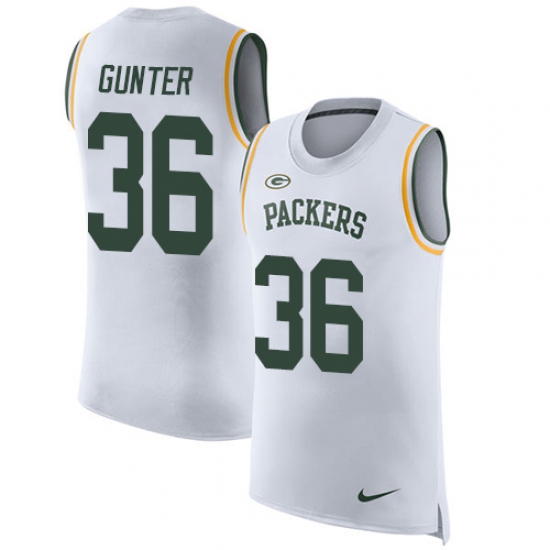 Men's Nike Green Bay Packers #36 LaDarius Gunter Limited White Rush Player Name & Number Tank Top NFL Jersey - Ujersey