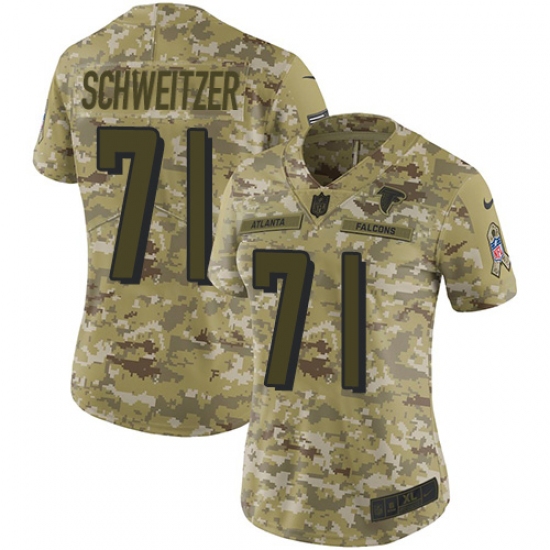 Women's Nike Atlanta Falcons #71 Wes Schweitzer Limited Camo 2018 Salute to Service NFL Jersey - Ujersey