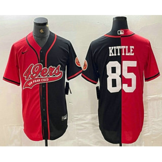 Men's San Francisco 49ers #85 George Kittle Red Black Two Tone Cool Base Stitched Baseball Jersey - Ujersey