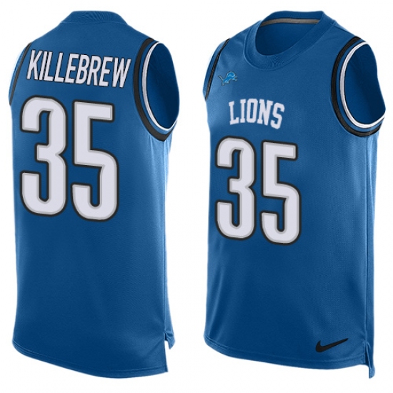 Men's Nike Detroit Lions #35 Miles Killebrew Limited Blue Player Name & Number Tank Top NFL Jersey - Ujersey