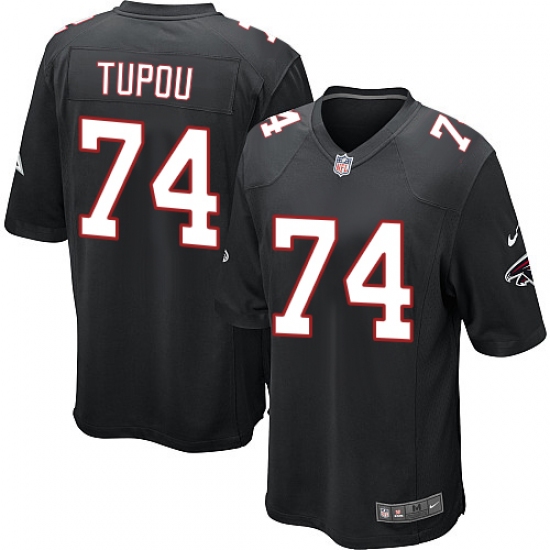 Men's Nike Atlanta Falcons #74 Tani Tupou Game Black Alternate NFL Jersey - Ujersey